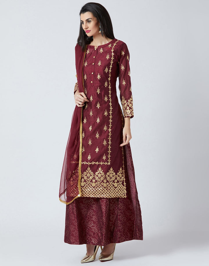 Navy Blue Cotton Chanderi Salwar Kameez