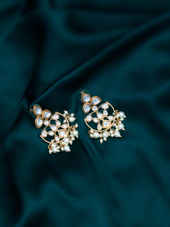 Gold &amp; White Drop &amp; Dangler Earrings