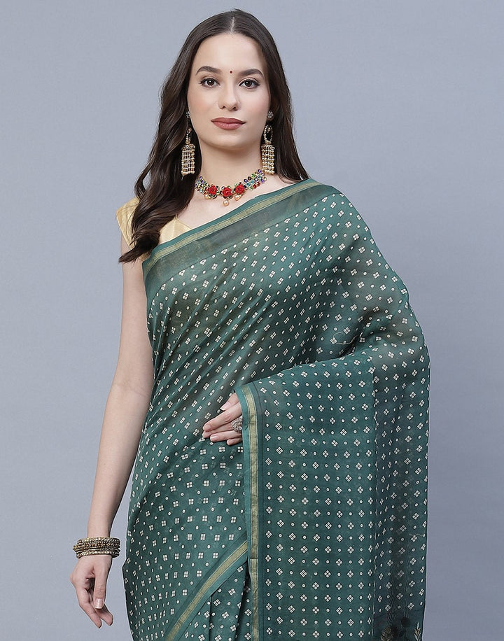 Printed Cotton Chanderi Saree