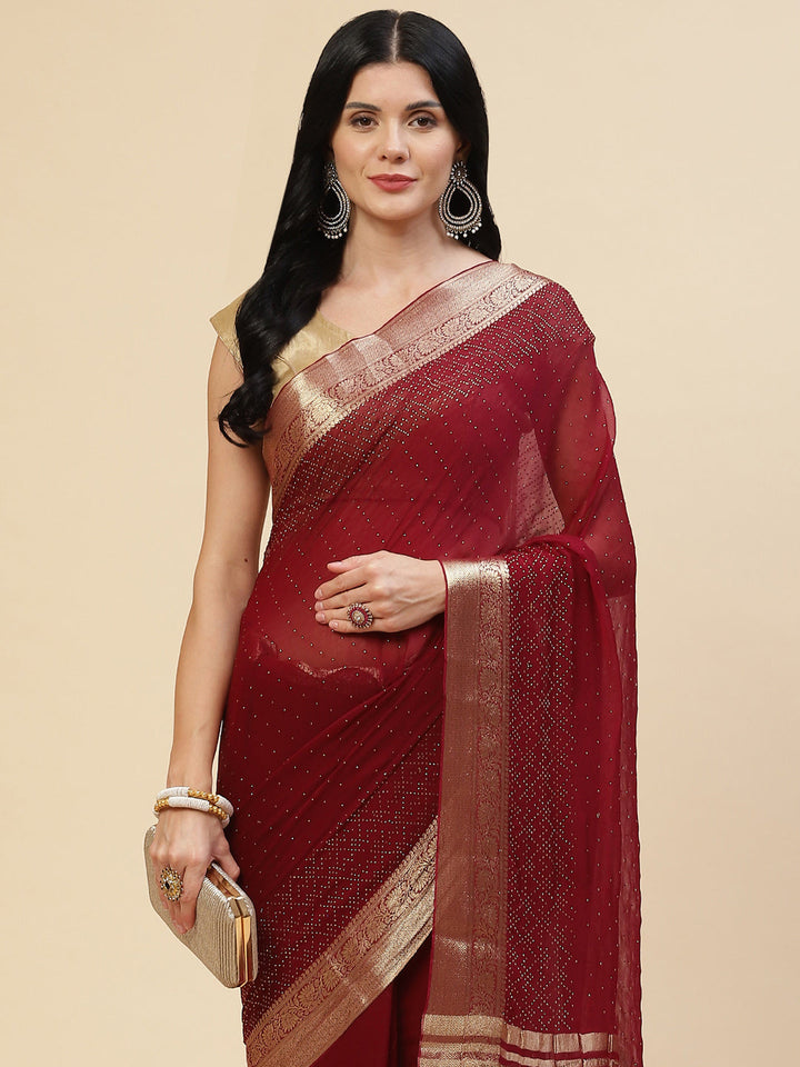 Stone Work Georgette Plain Saree