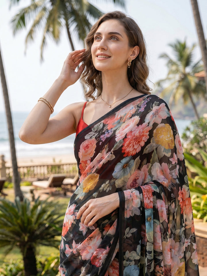 Digital Print Chiffon Saree