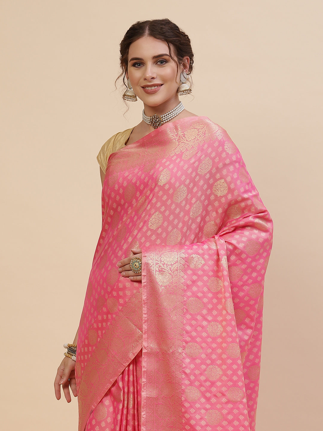 Zari Border Booti Cotton Woven Saree
