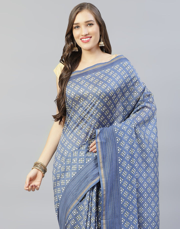 Kantha Border Printed Cotton Saree