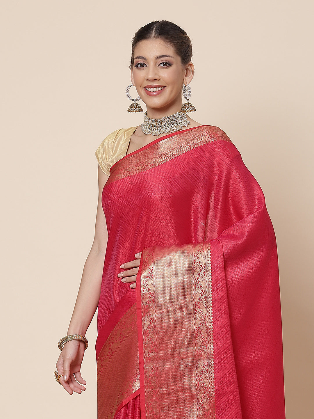Zari Border Cotton Woven Saree
