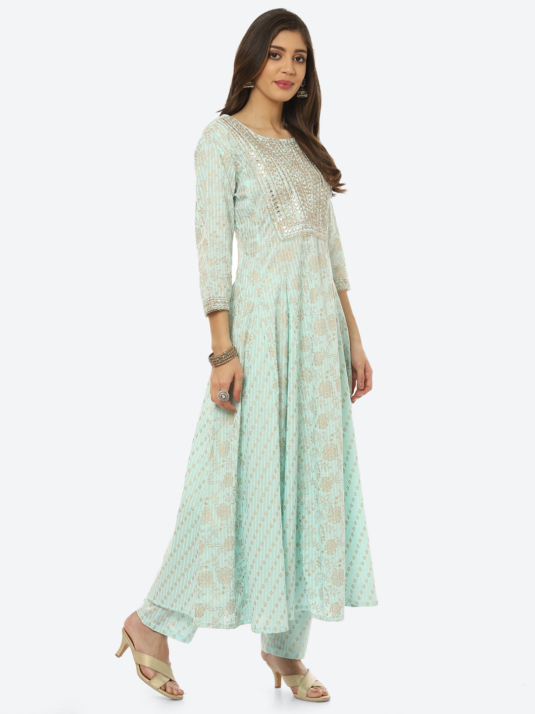 Gota Work Cotton Kurta With Pant &amp; Dupatta