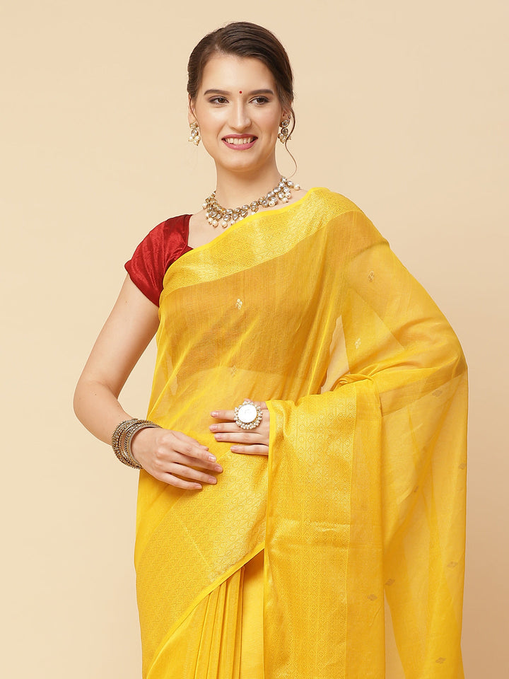 Zari Border Booti Cotton Woven Saree