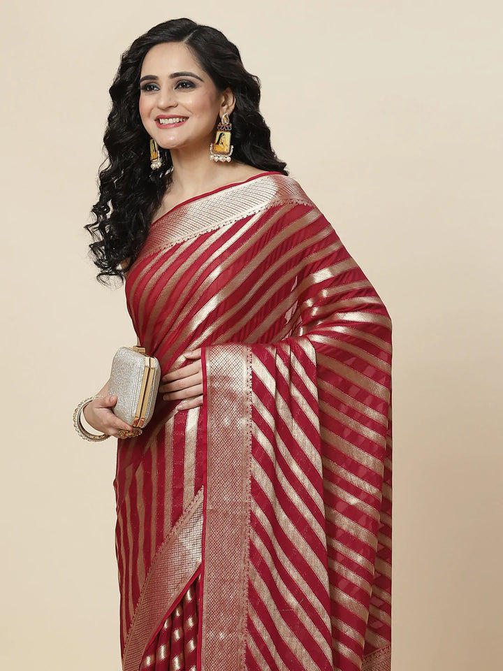Zari Jaal Georgette Plain Saree