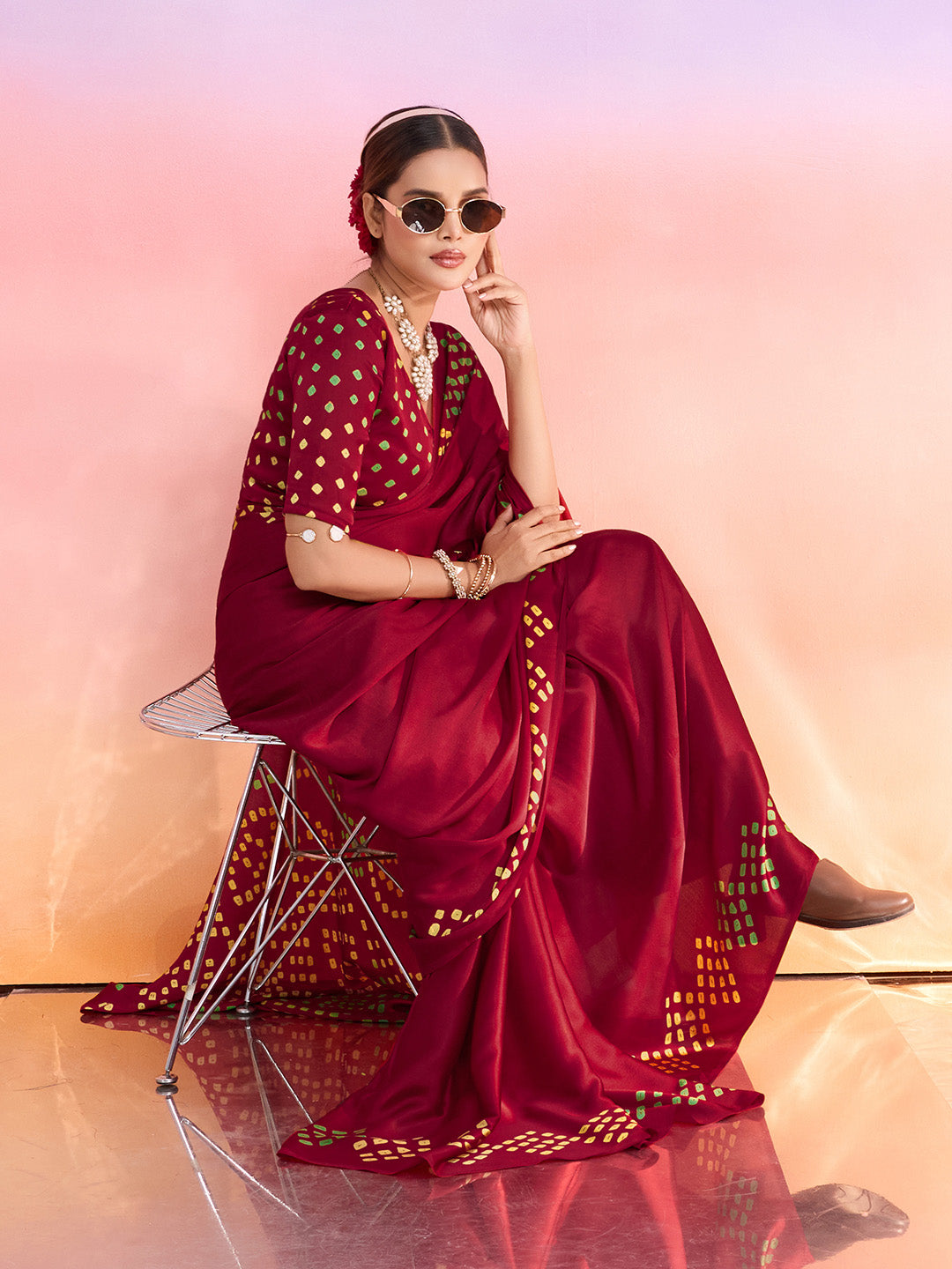 Printed Satin Saree
