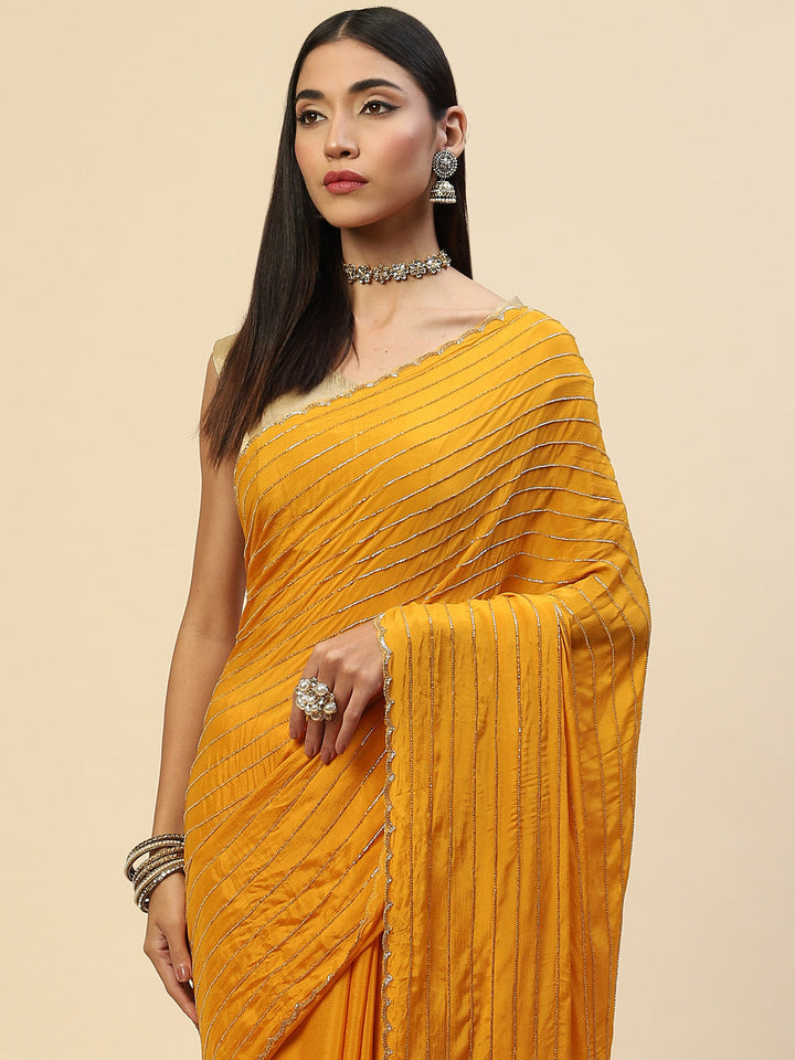 Cutdana Embroidered Crepe Saree