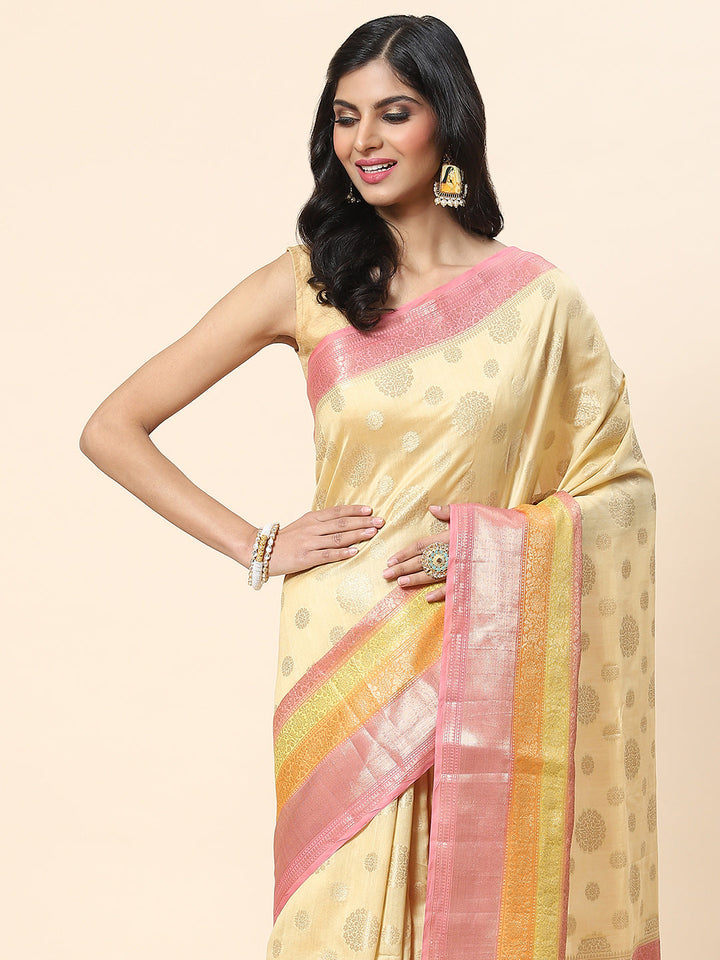 Zari Border Booti Cotton Woven Saree