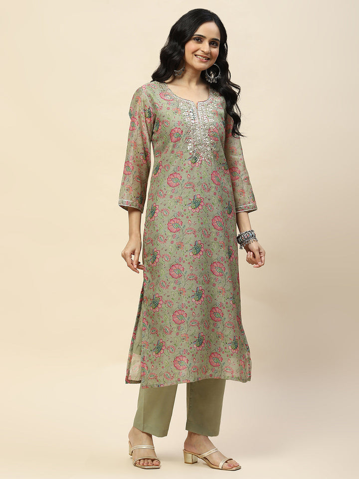 Gota Work Chanderi Kurta With Pants