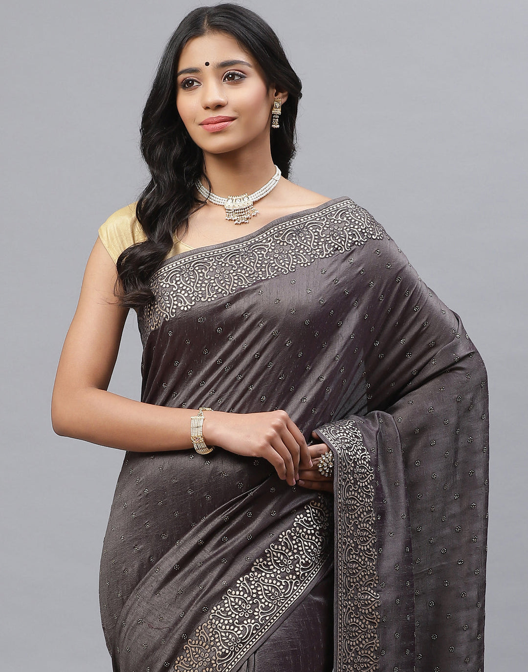 Dupion Silk Embroidery Saree
