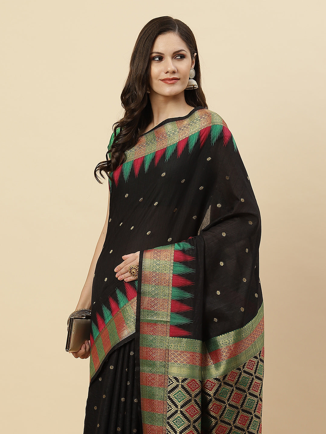 Plain Zari Border Handloom Woven Saree