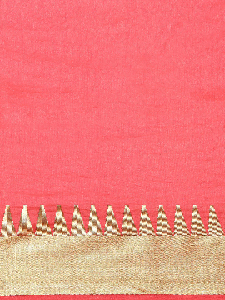 Plain Art Handloom Saree with  Temple Border
