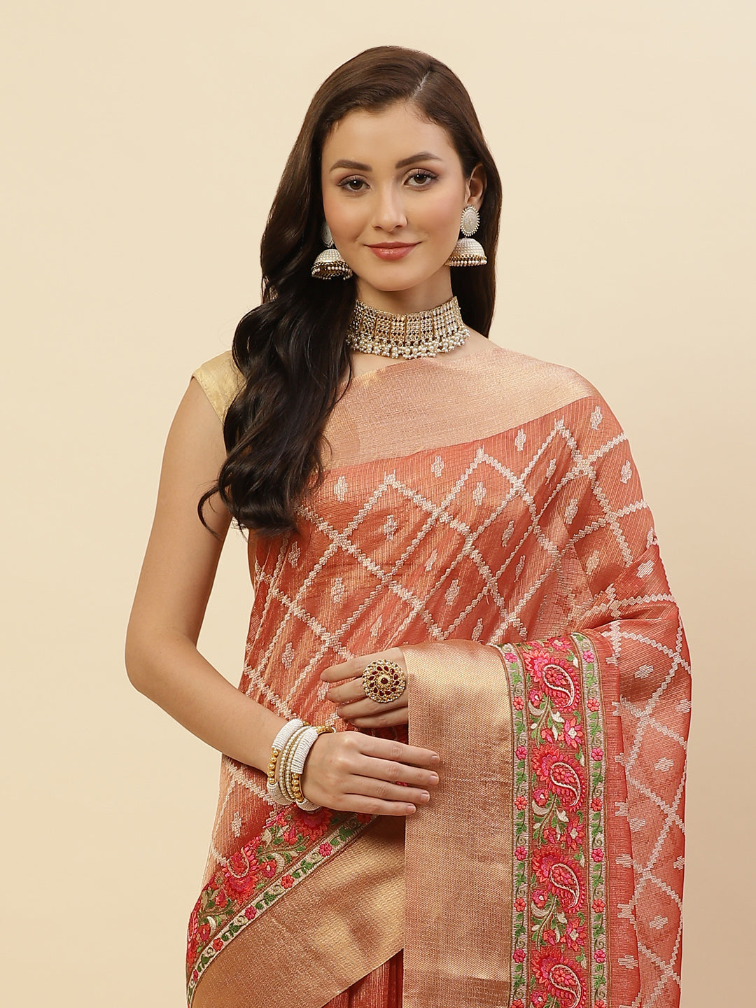 Resham Jaal Cotton Embroidered Saree