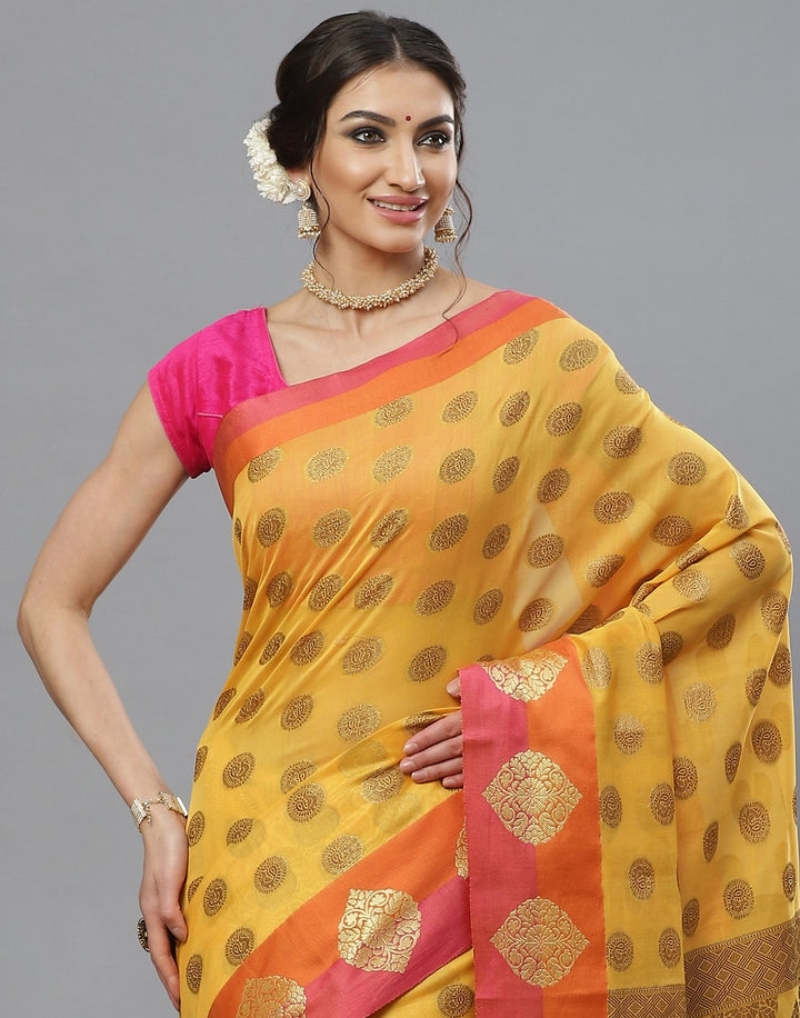 Beige Woven Cotton Saree