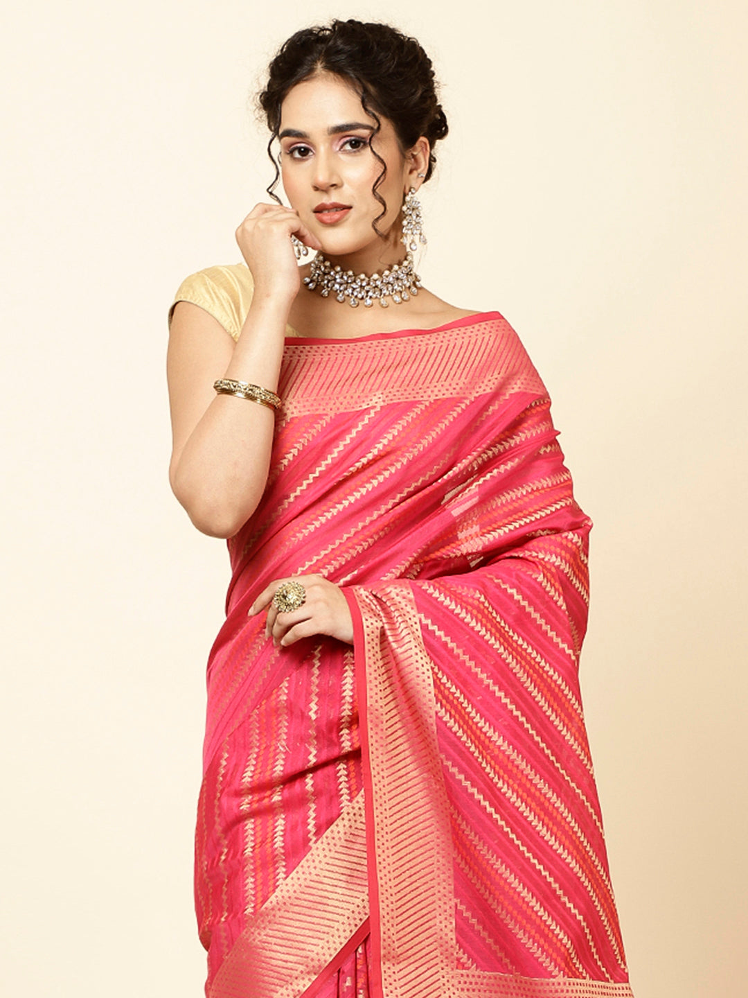 Zari Jaal Woven Cotton Saree