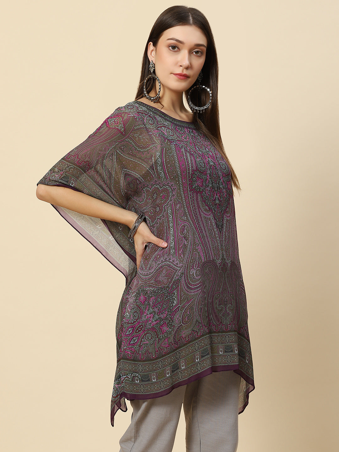 Digital Printed Georgette Kaftan Kurta