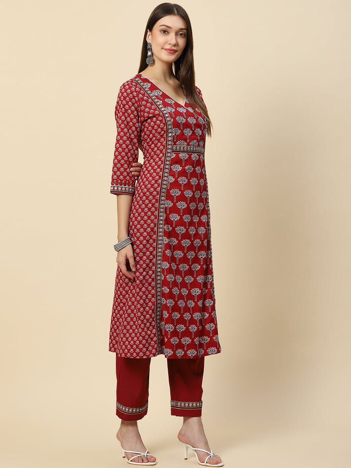 Printed Cotton Kurta With Pants