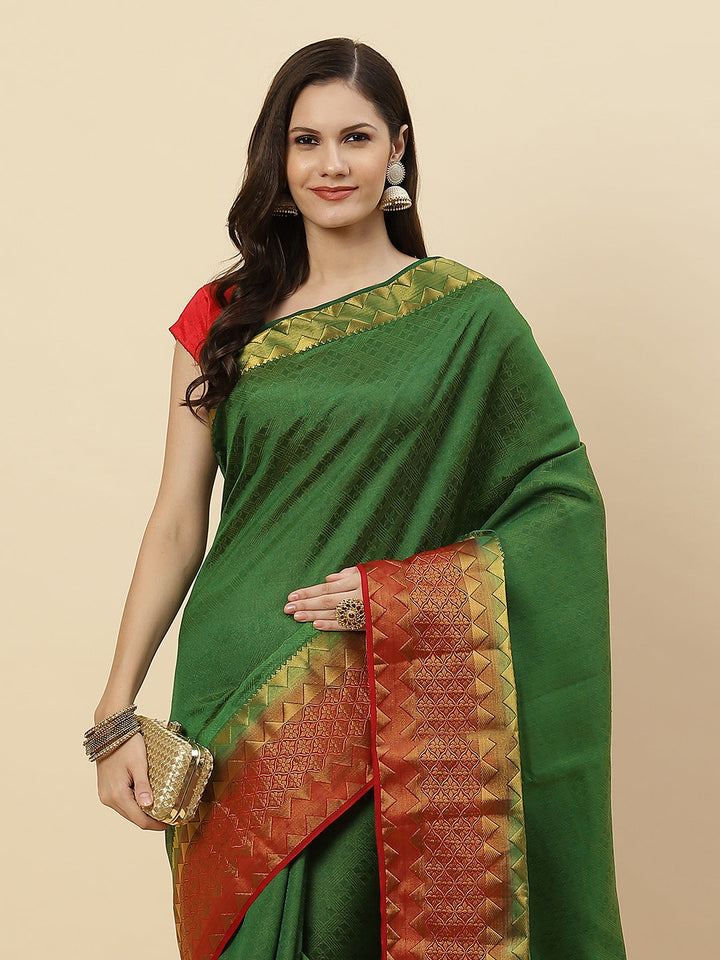 Plain Zari Border Handloom Woven Saree