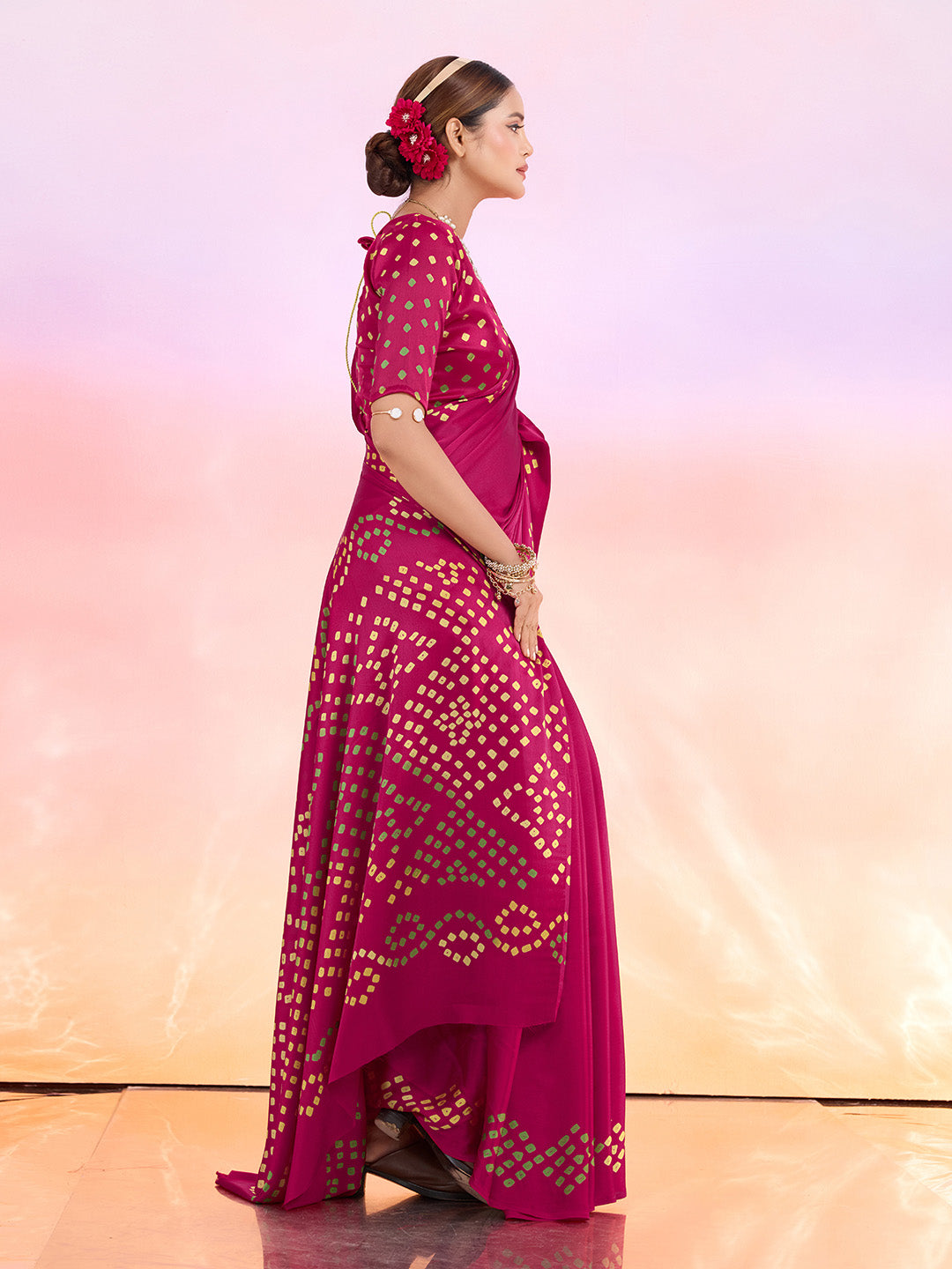 Printed Satin Saree