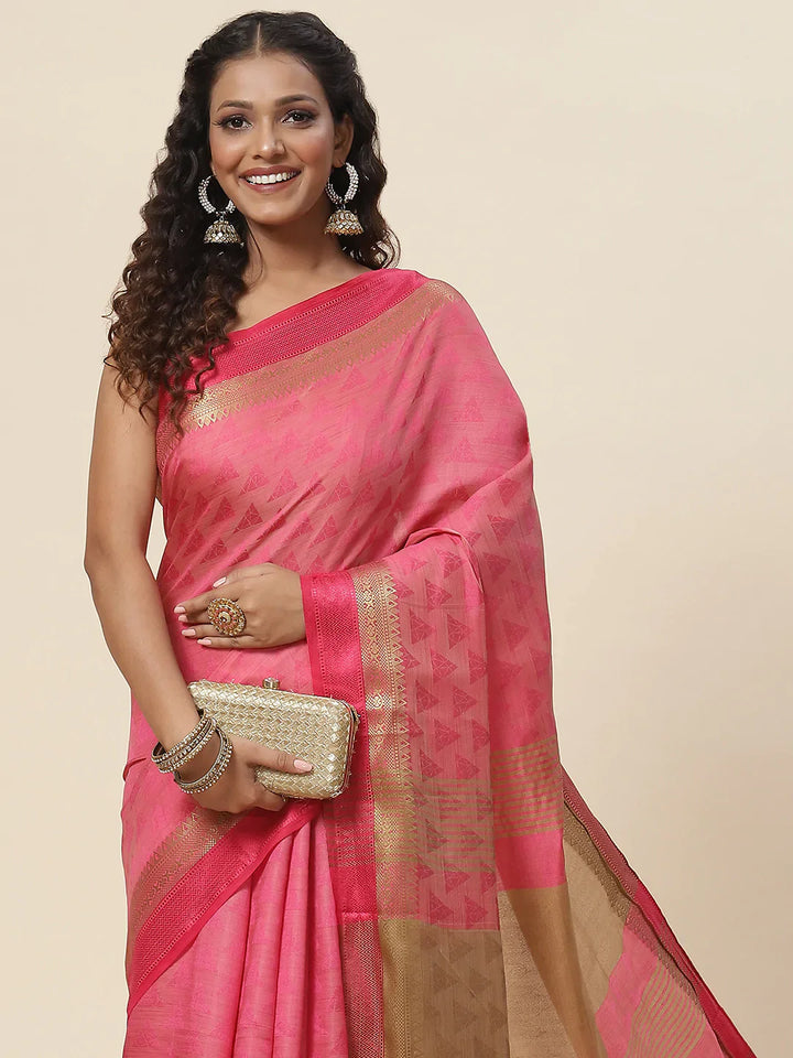 Plain Zari Border Handloom Woven Saree
