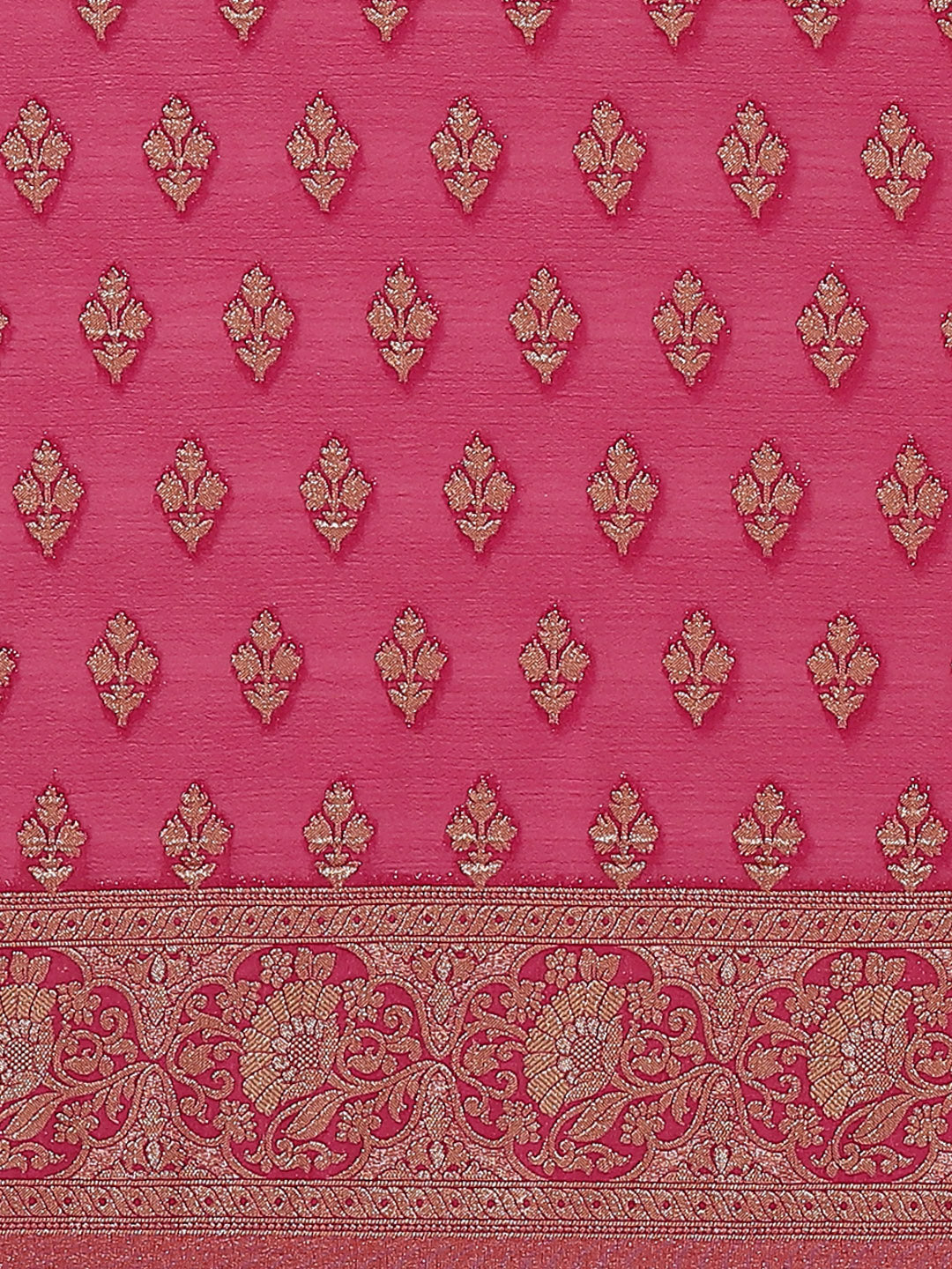 Zari Border Booti Crepe Woven Saree