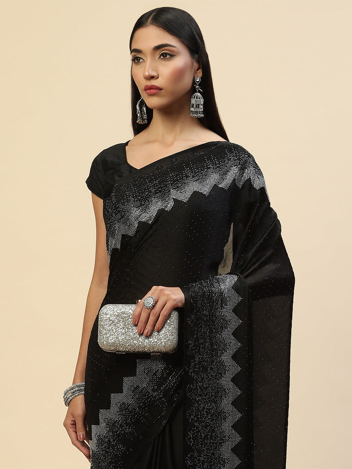 Swarovski Embroidered Satin Saree