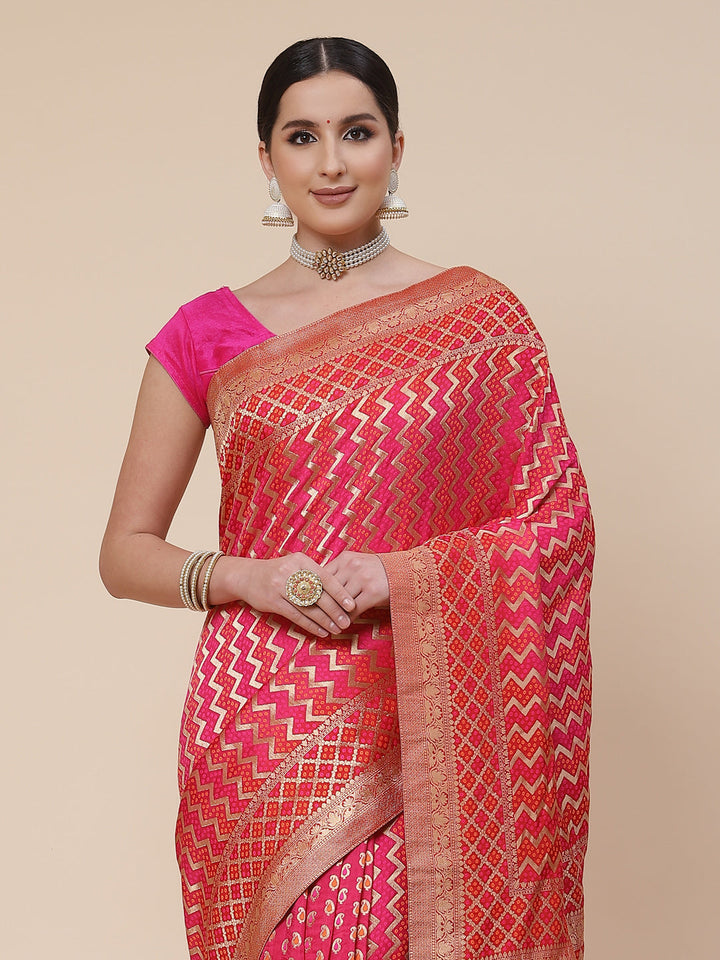 Zari Jaal Banarasi Woven Saree
