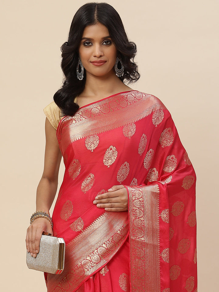 Zari Booti Chiffon Plain Saree