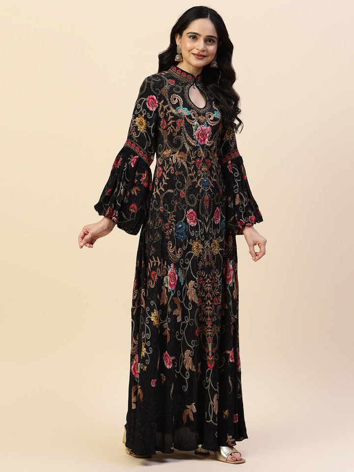 Digital Printed Crepe Gown