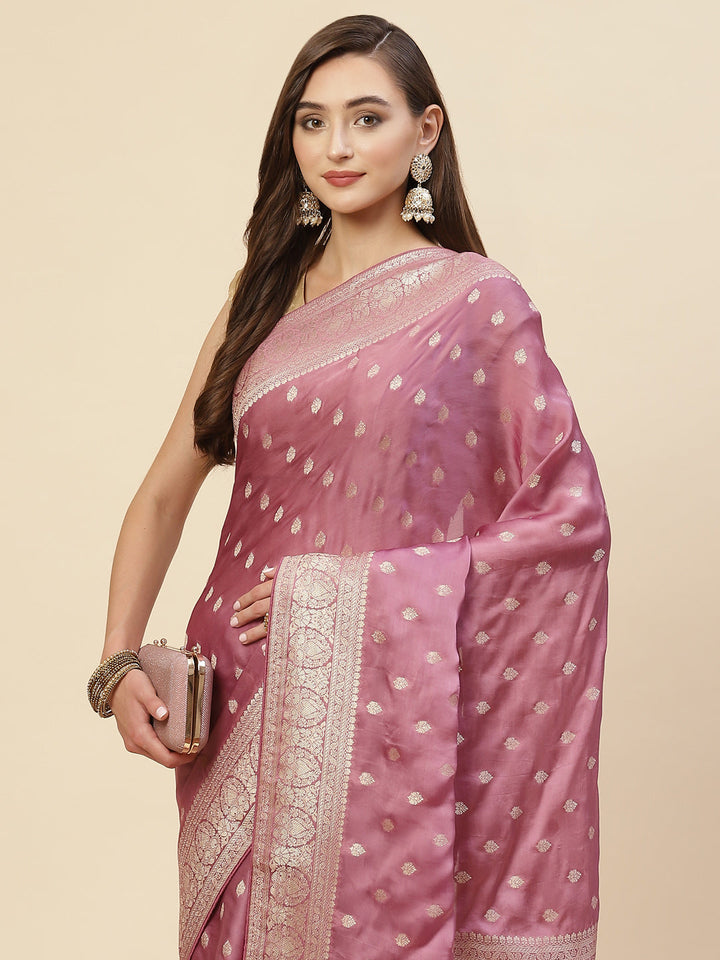 Zari Jaal Satin Woven Saree