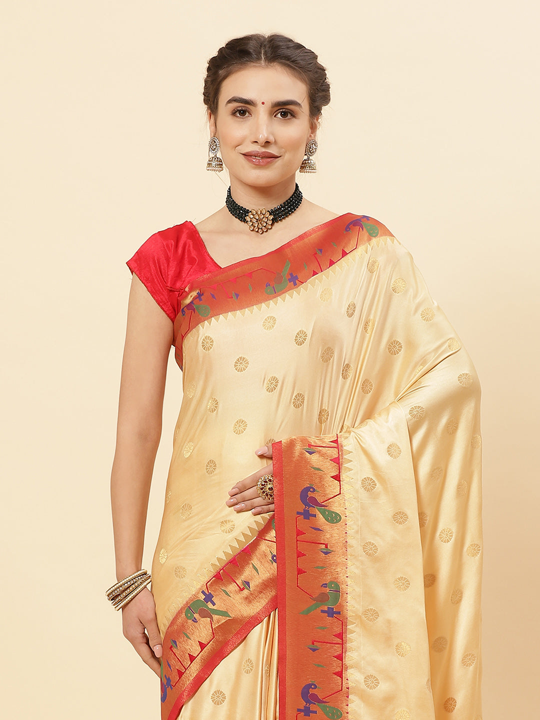 Paithani Silk Saree With Contrast Blouse