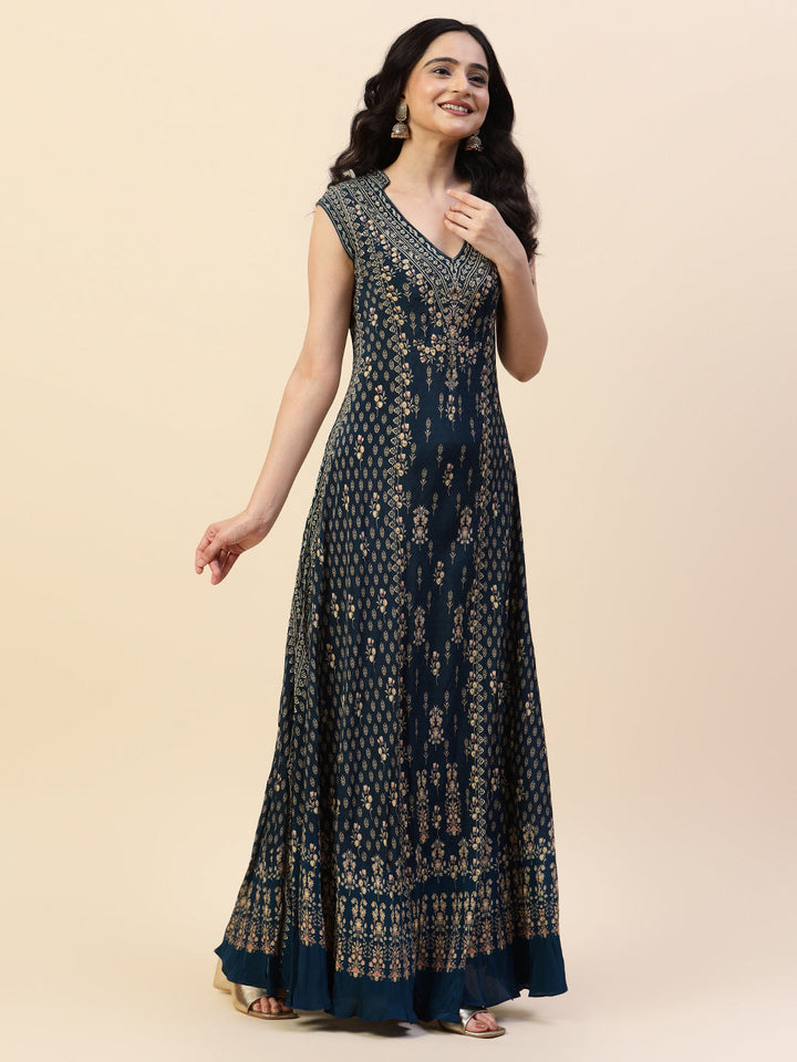 Digital Printed Crepe Gown