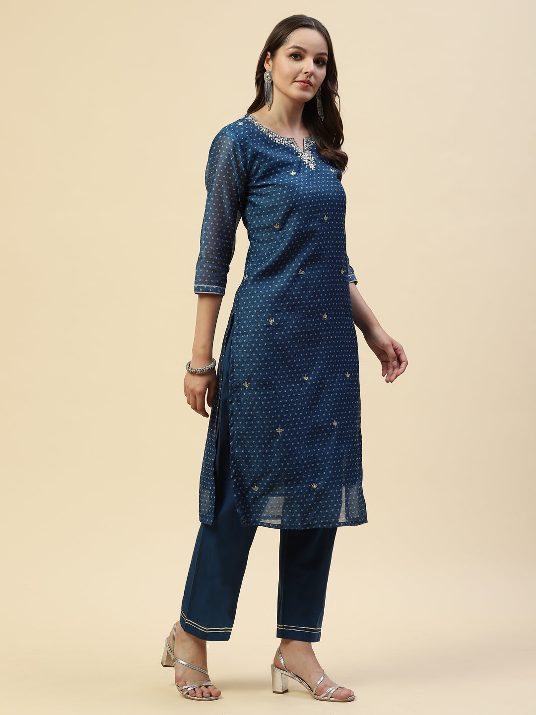 Gota Work Chanderi Kurta With Pants