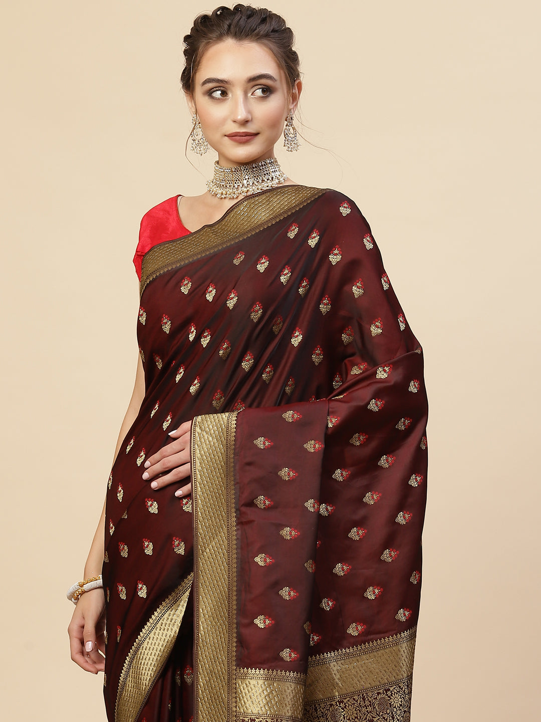 Floral Stone Jaal Banarasi Woven Saree