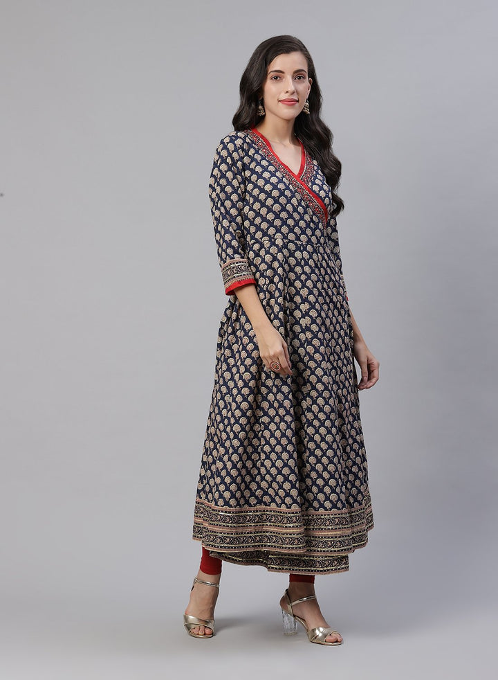 Printed Cotton Angrakha Kurti