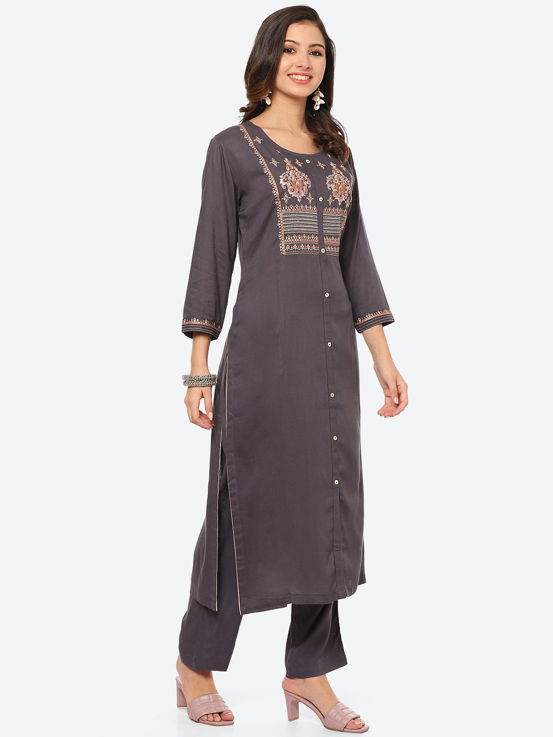 Resham Work Cotton Kurta With Pant