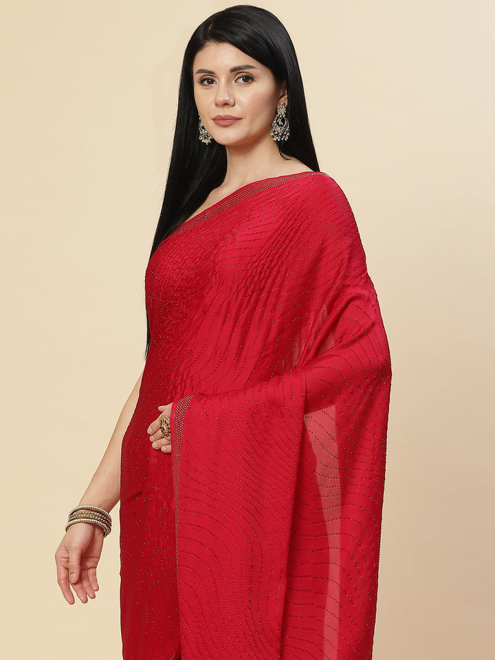 Stone Embroidered Satin Saree