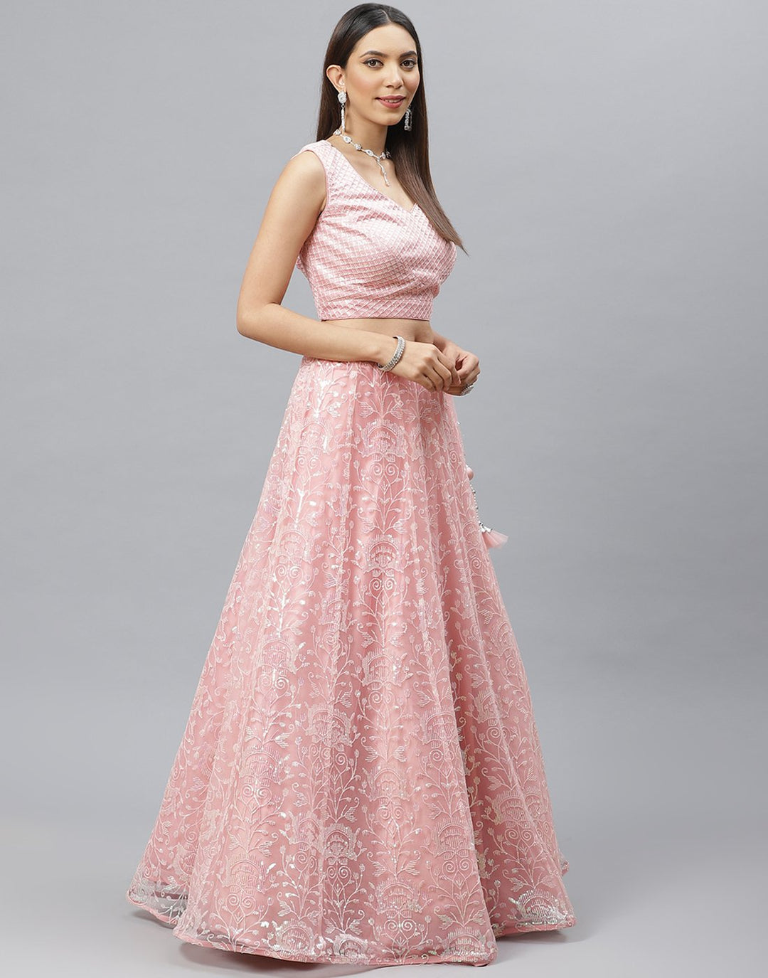 Net Lehenga With Choli And Dupatta