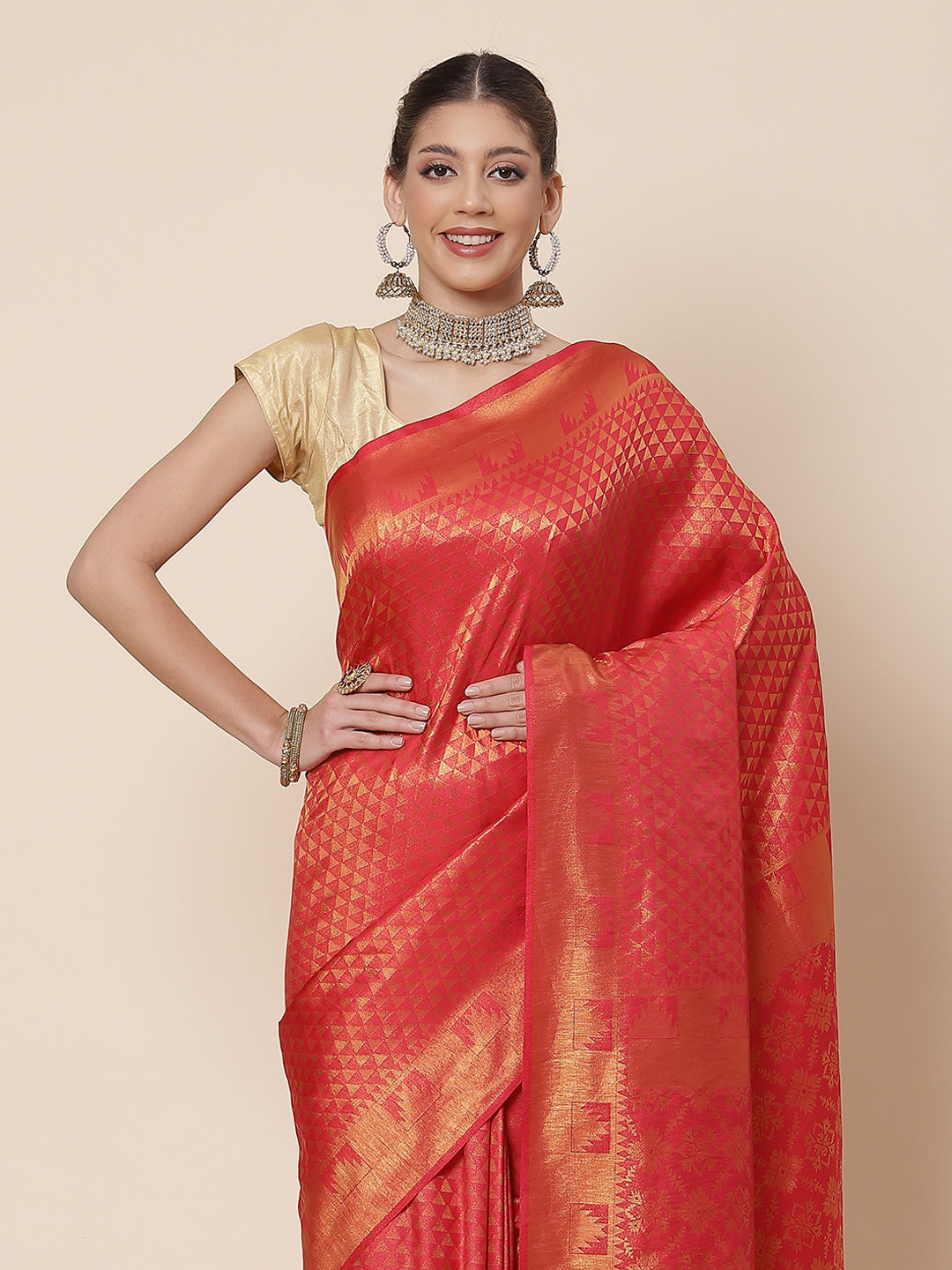 rocade Zari Jaal Art Handloom Woven Saree