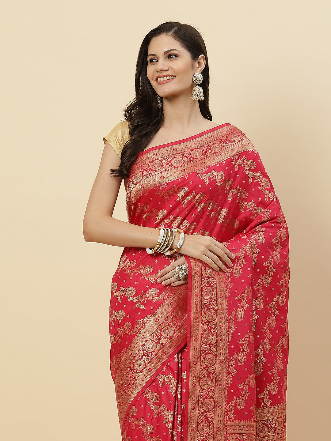 Zari Jaal Handloom Woven Saree