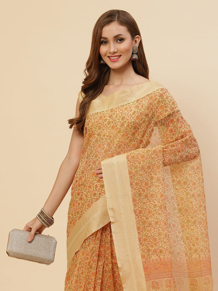 Floral Printed Cotton Saree