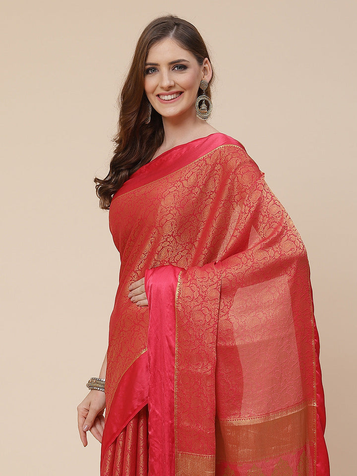 Light Brocade Georgette Plain Saree