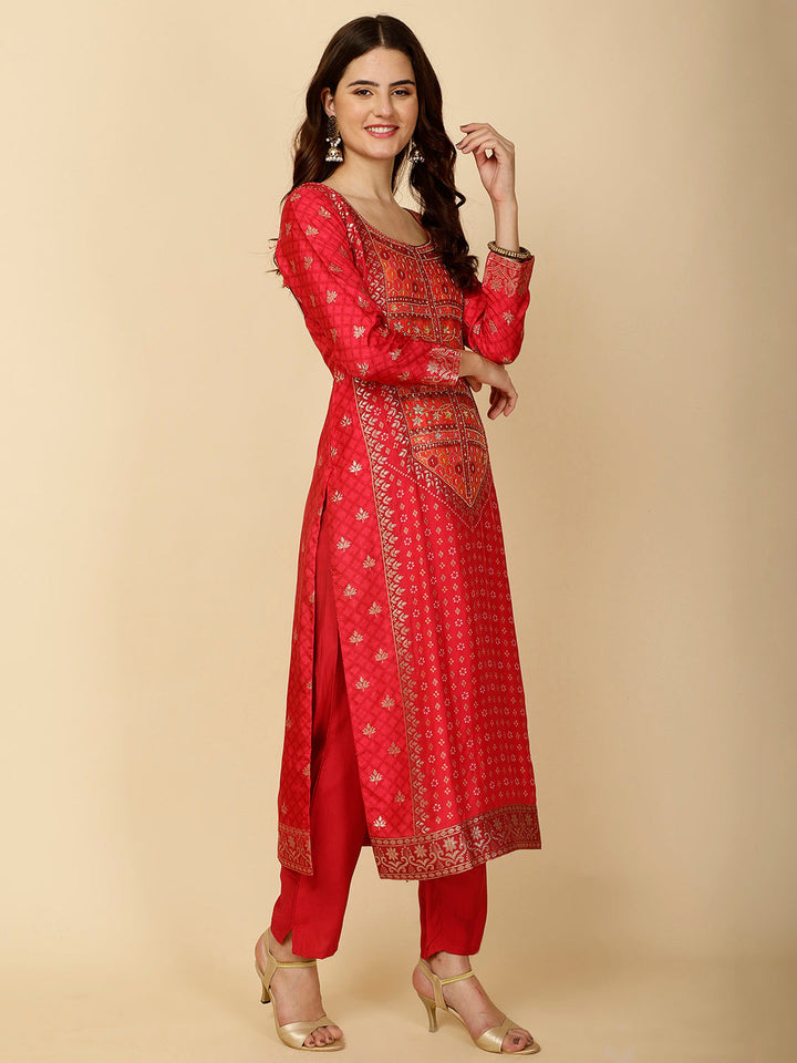 Ethnic Motifs Banarasi Kurta With Pants &amp; Dupatta