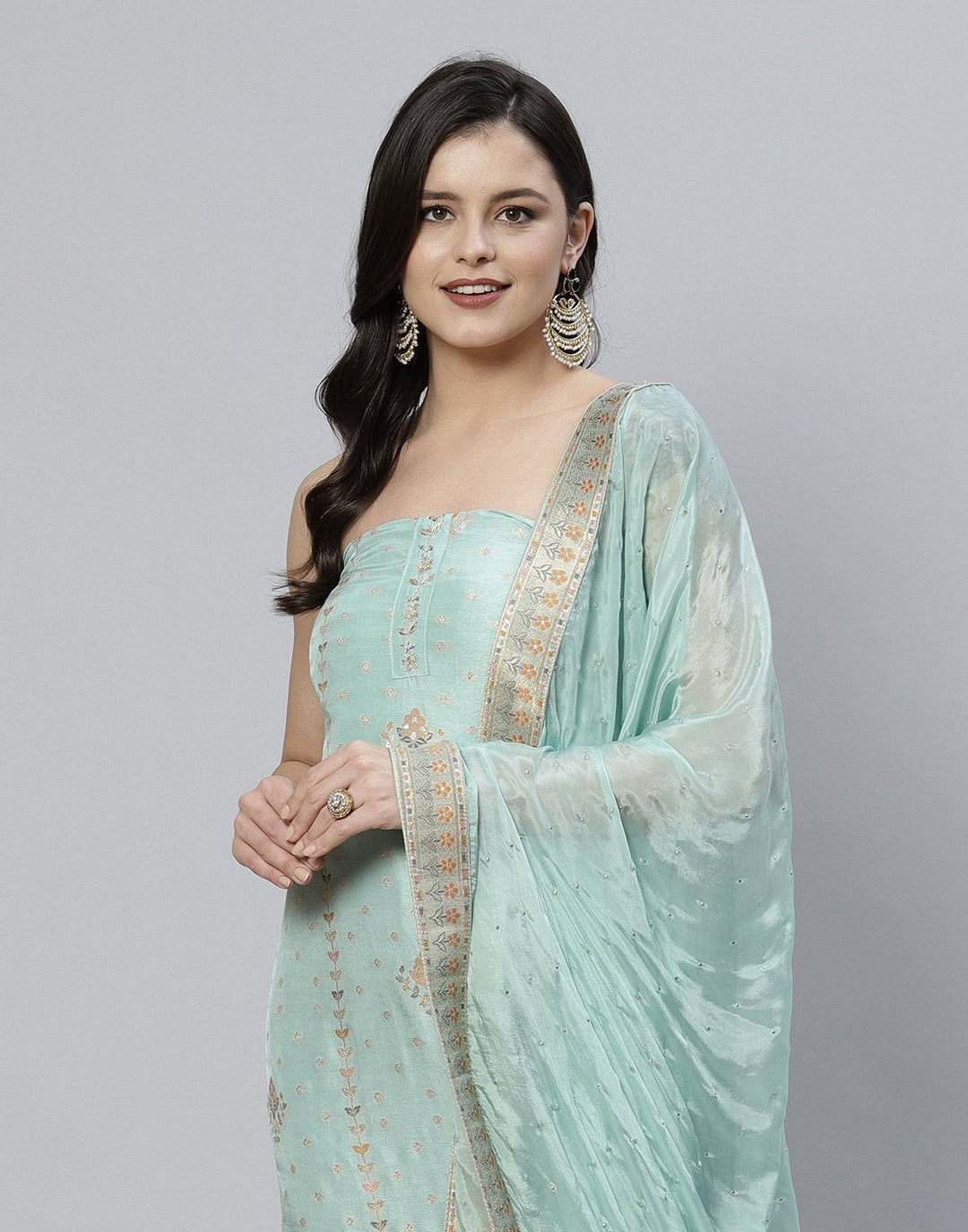 Embroidered Art Handloom Dupion Suit Piece