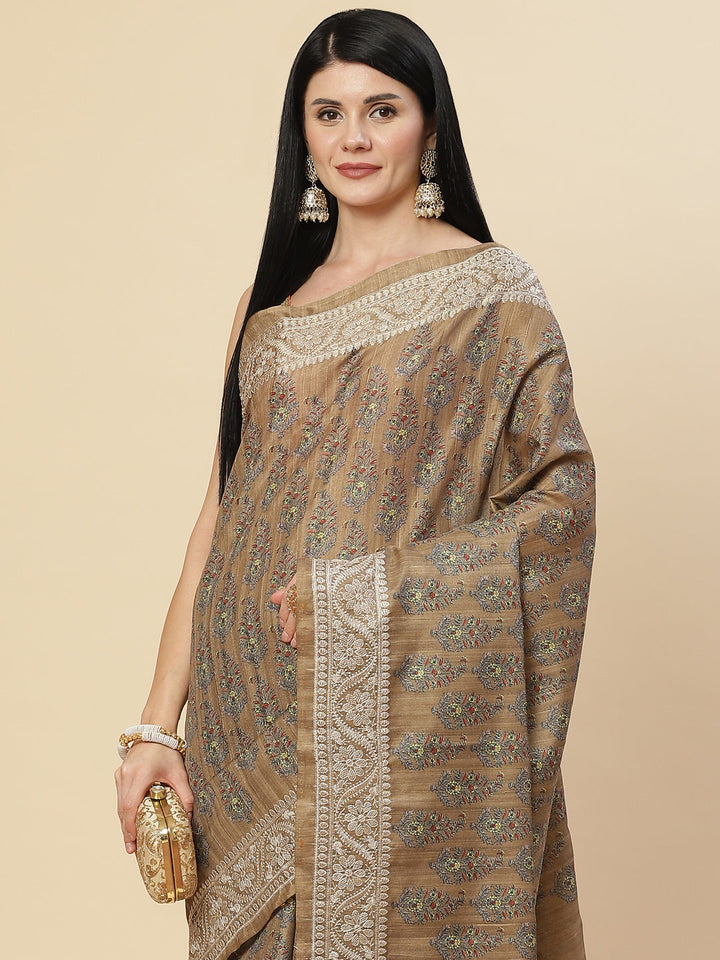 Digital Printed Tussar Saree