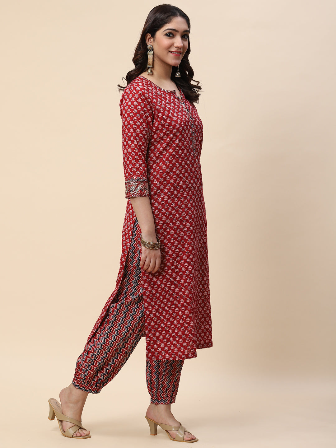 Printed Cotton Kurta With Pants