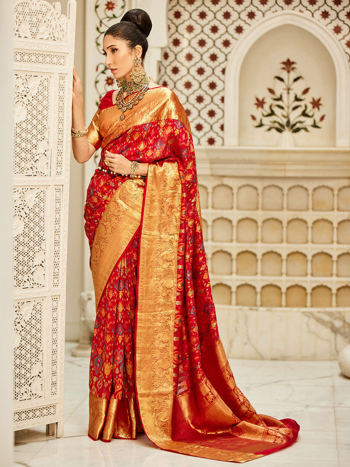 Jamawar Woven Tussar Pashmina Saree