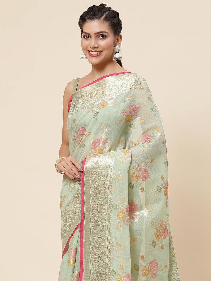 Floral Jaal Woven Cotton Saree